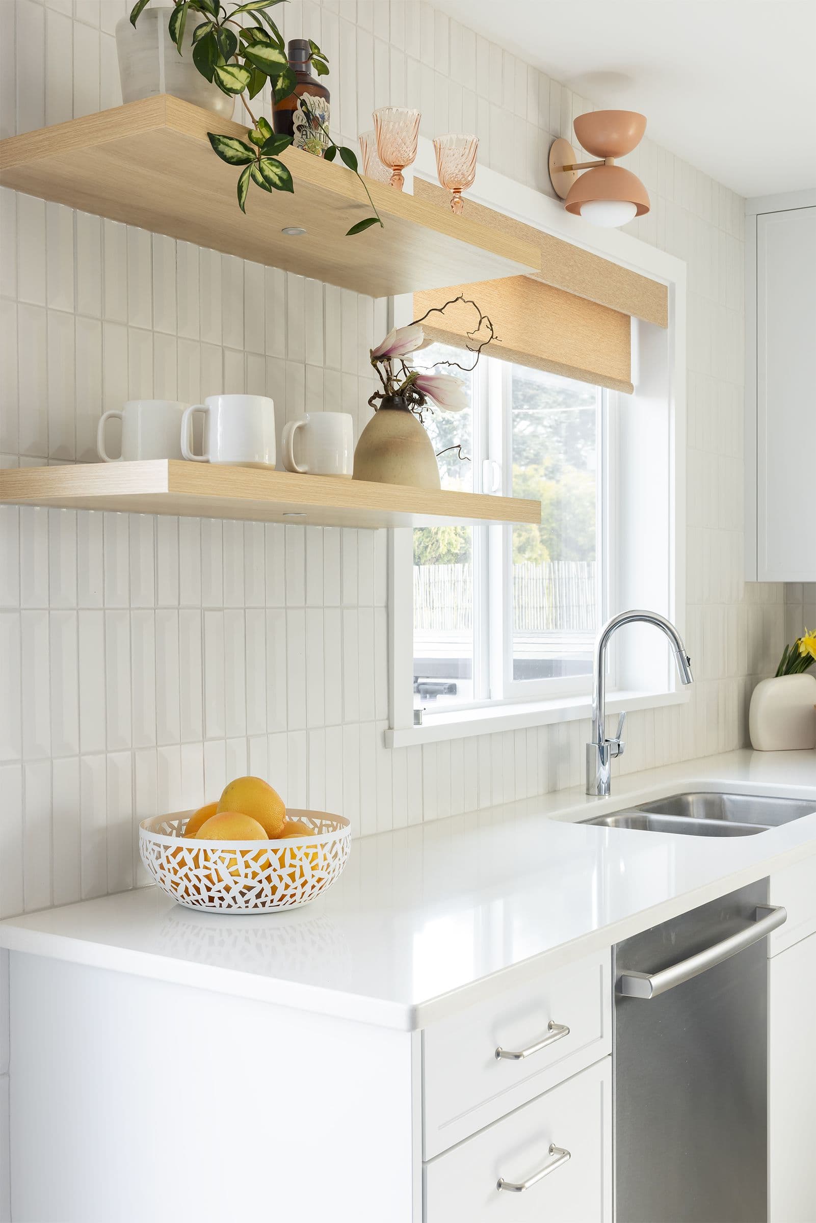 White-oak open shelving, the Navy Kitchen