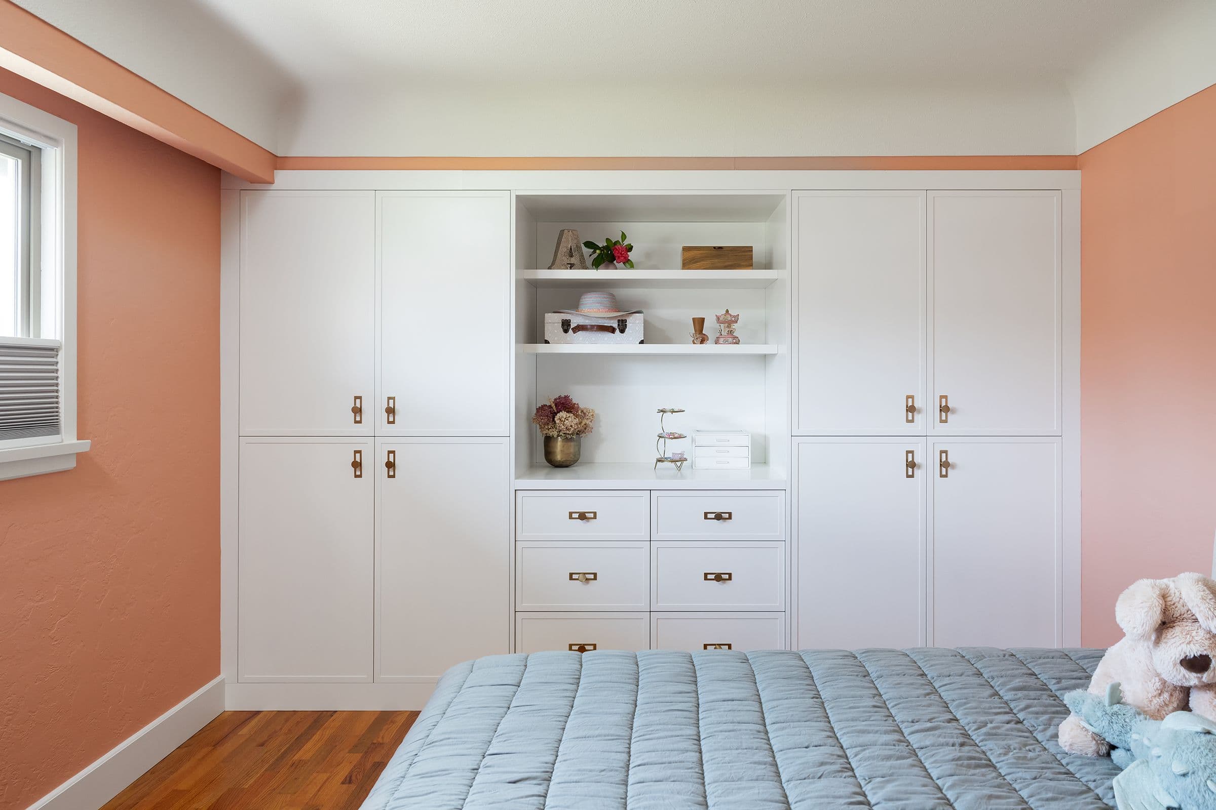 Bedroom wardrobe wall on coral, Lee residence